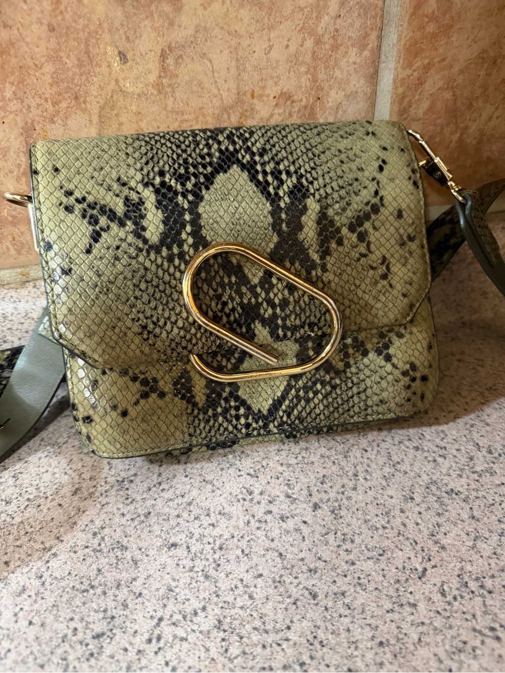 3.1 Phillip Lim Alix Mini Shoulder Bag in Green Snakeskin Leather